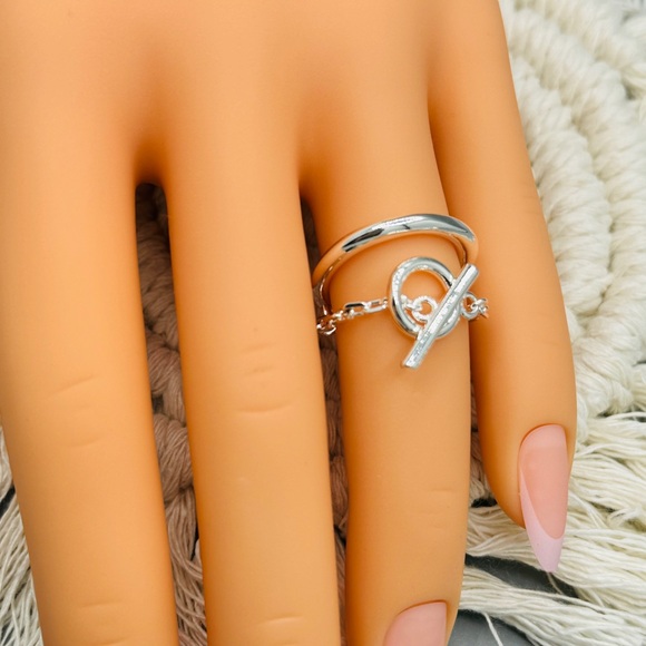 925 Open Minimalist Retro Chain Ring - Picture 2 of 6